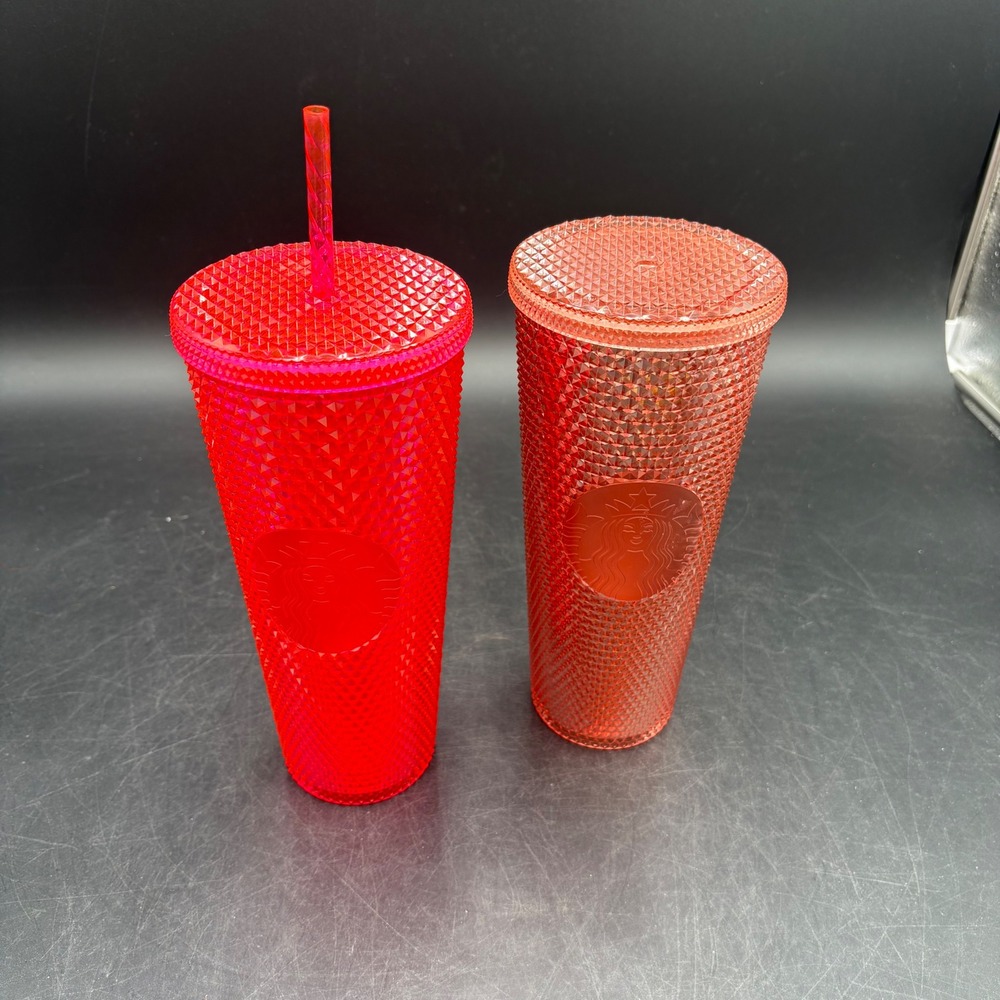 Starbucks Venti Studded Tumbler Lot 24oz Red and Rose Gold Copper Cold Cups